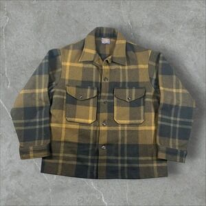 Pendleton Jacket Mens Large Brown Plaid Virgin Wool Button Up Cruiser Chore Coat